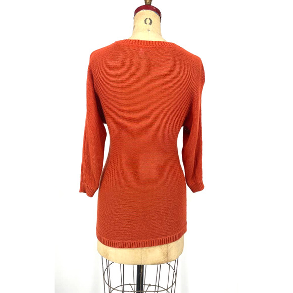 Banana Republic Burnt Orange Linen Lightweight Knit Sweater S - Picture 2 of 7